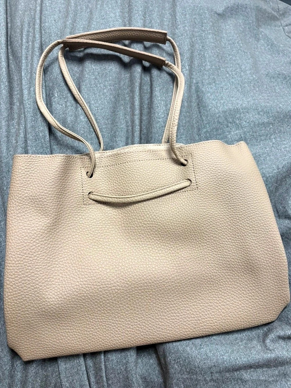 8 Other Reasons Vegan Leather Slouchy Bucket Bag Beige